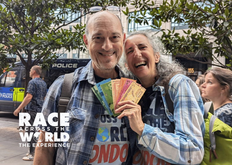 Couple playing Race Across The World The Experience in London