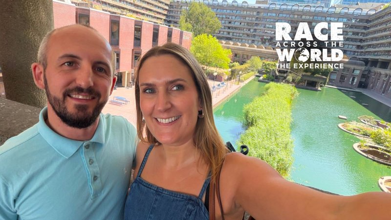 Team playing Race Across the World: The Experience posing for a photograph in City of London