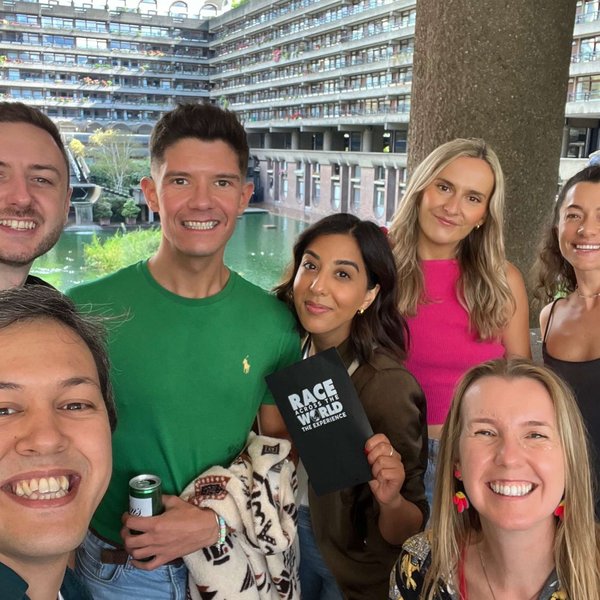 Team playing the Race Across The World experience in London