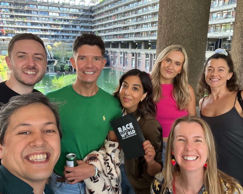 Team playing the Race Across The World experience in London