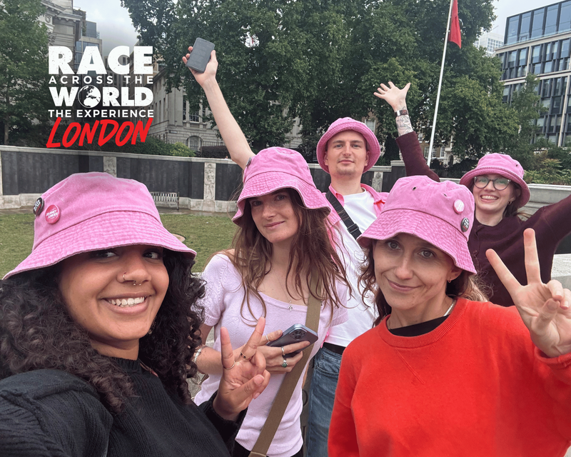 race across the world experience team with matching hats